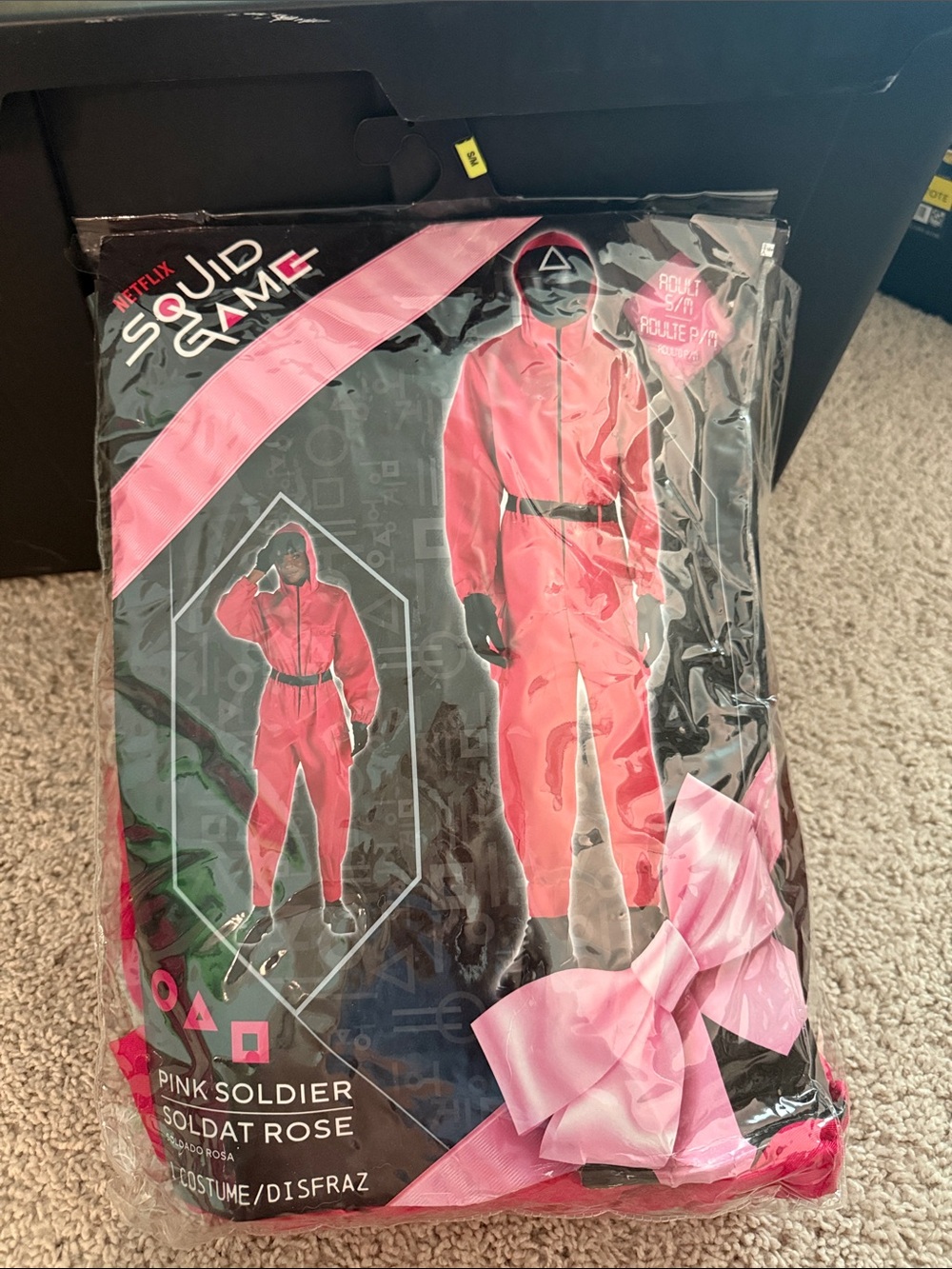 Netflix Squid Game Pink Soldier Jumpsuit Costume - Bright Pink Hooded Outfit